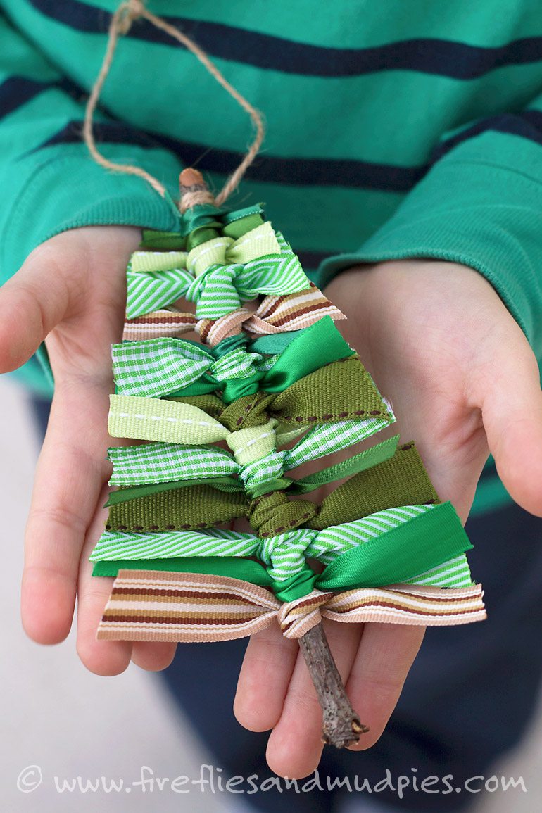 Scrap Ribbon Tree Ornament for Kids | Fireflies and Mud Pies