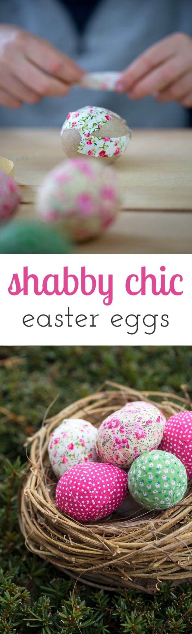 Loving these colorful shabby chic inspired Easter eggs! They are a fun Easter craft for kids too!