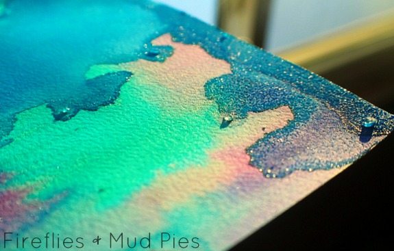 salt crystals on watercolor painting