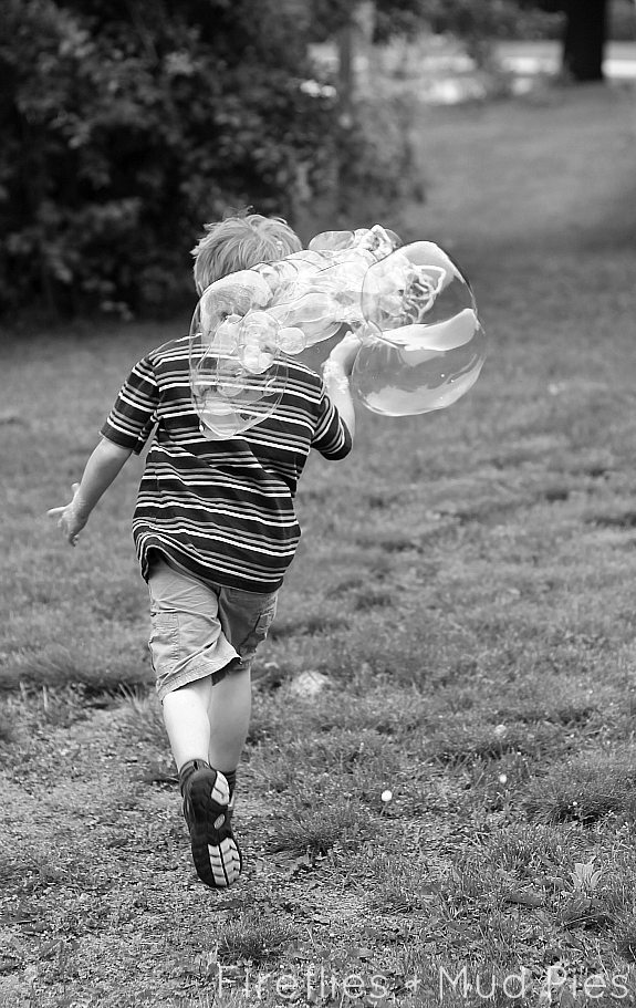 This post contains a homemade bubble solution recipe and Monster Bubble Wand tutorial.