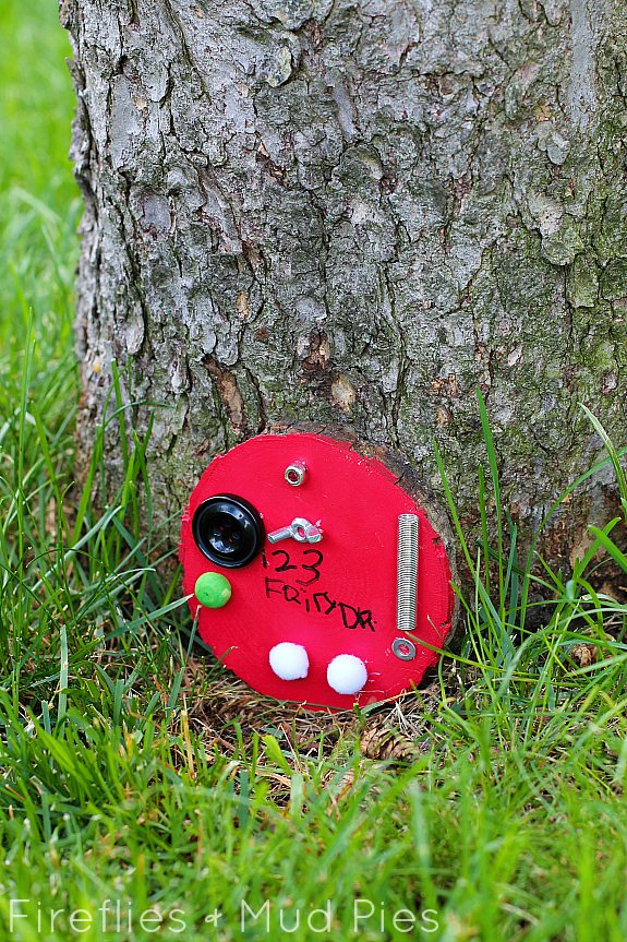 A little fairy door with lost things for tinkering around with! - Fireflies and Mud Pies