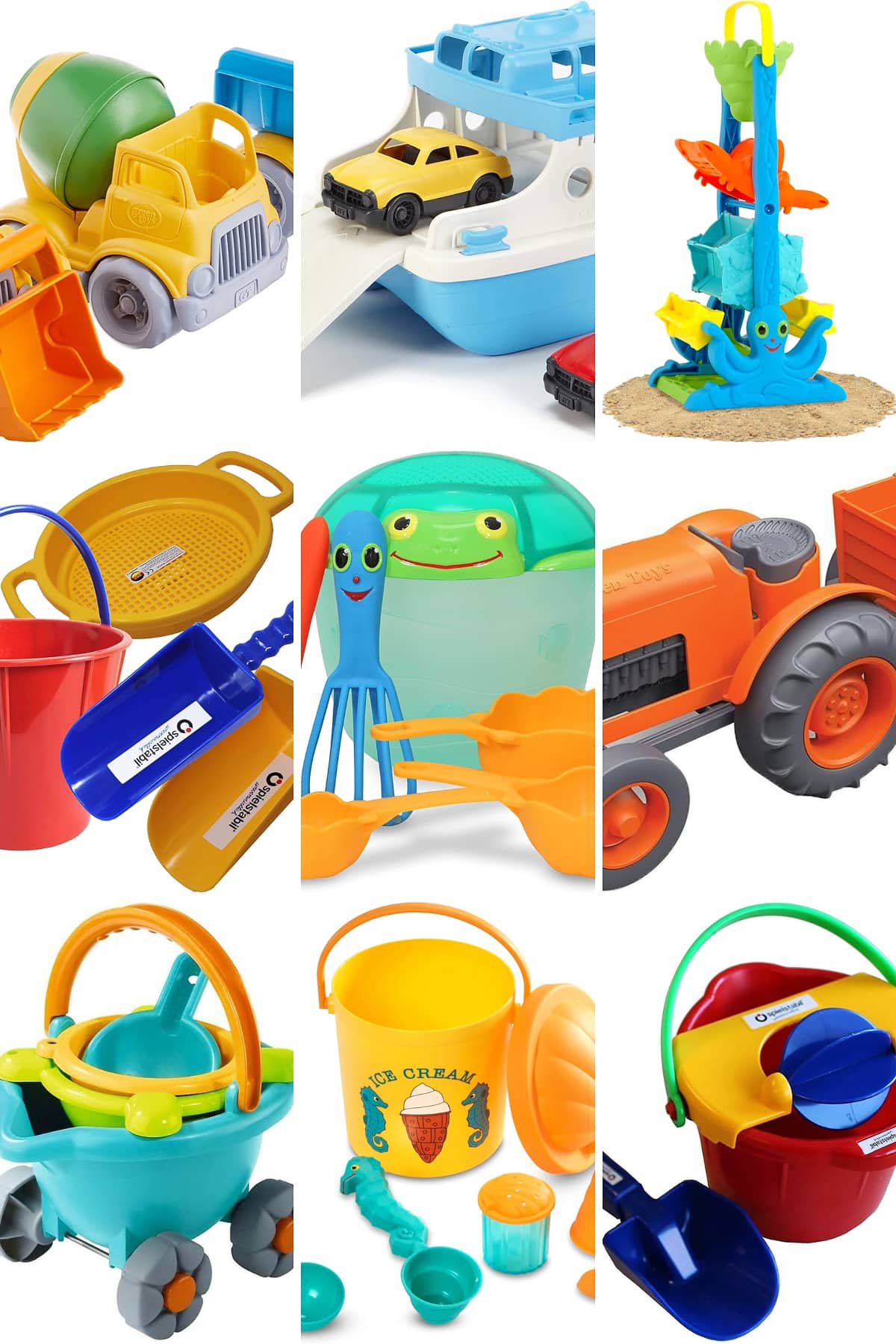 Collage of the best sand toys for kids. 