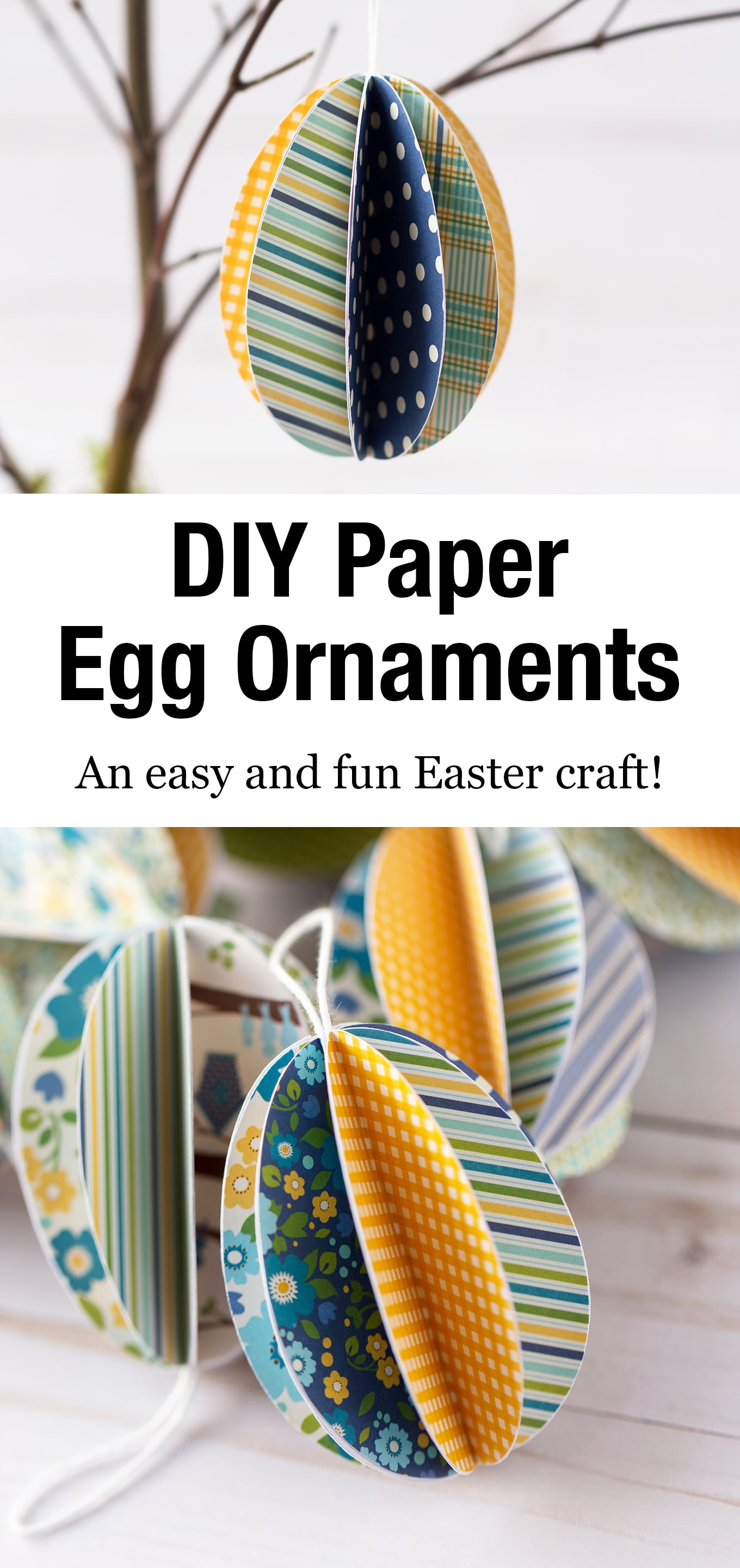 Use the free printable template to make beautiful 3D Paper Easter Egg Ornaments! It's the perfect Easter craft for kids of all ages! #eastereggornaments #papereggornaments #eastercraft #kidscrafts #3Dpapereggornaments via @firefliesandmudpies