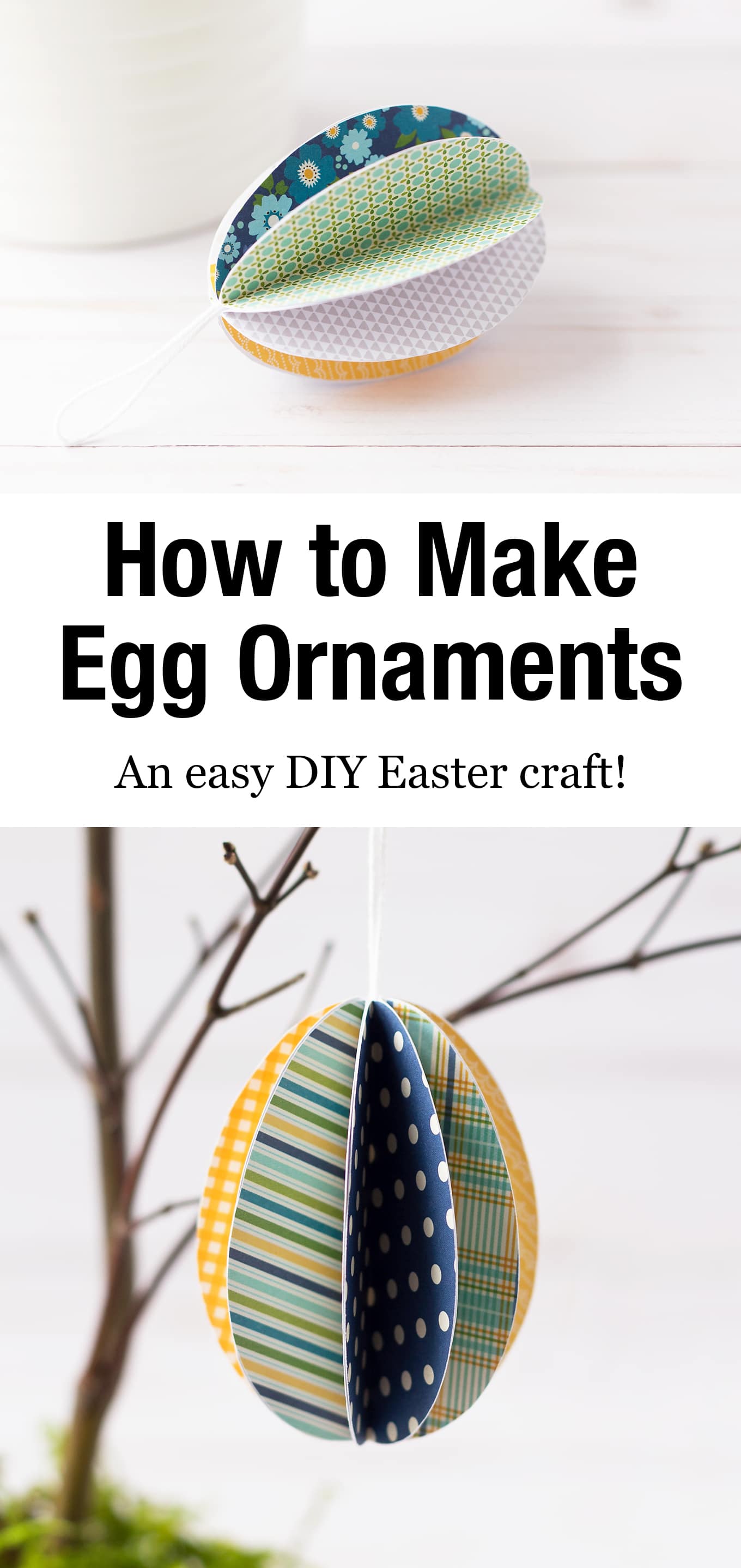 Use the free printable template to make beautiful 3D Paper Easter Egg Ornaments! It's the perfect Easter craft for kids of all ages! #eastereggornaments #papereggornaments #eastercraft #kidscrafts #3Dpapereggornaments via @firefliesandmudpies