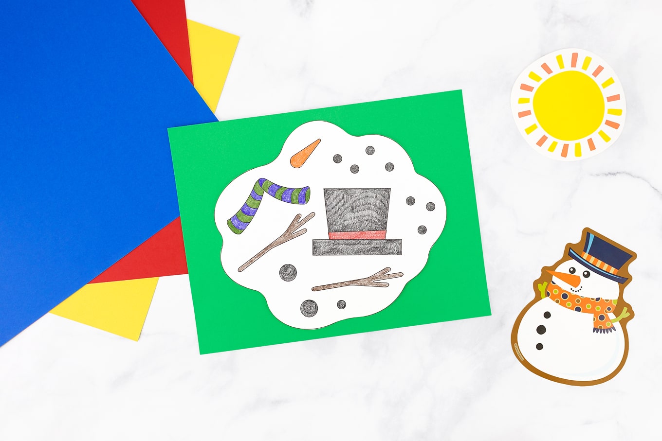 Melting Snowman Coloring Page Craft for Kids