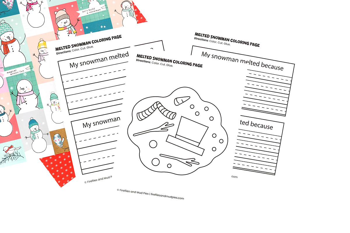 melting snowman coloring page - fireflies and mud pies