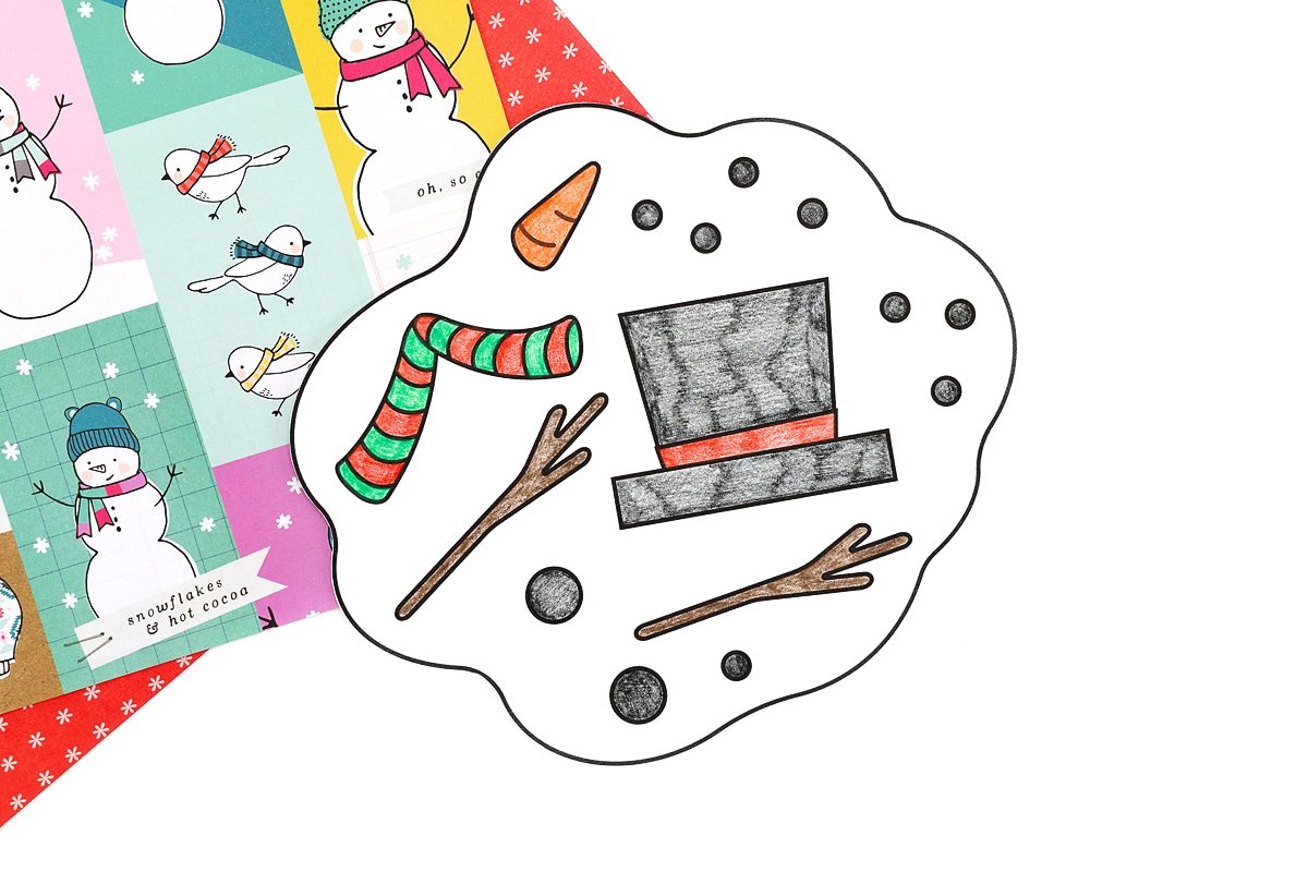 Melted Snowman template with the puddle of slush cut out along the outline.