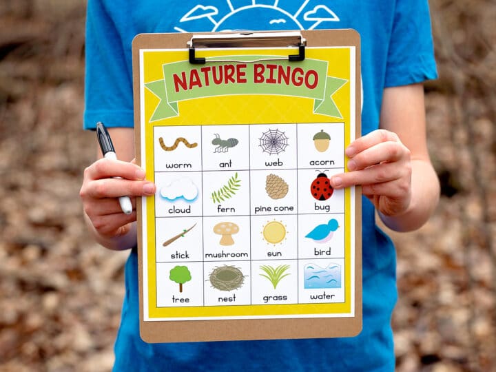Boy Holding Yellow Nature BINGO Card