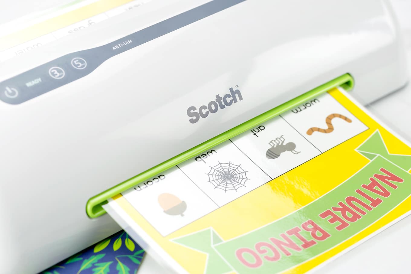 Yellow Nature BINGO Card Being Laminated