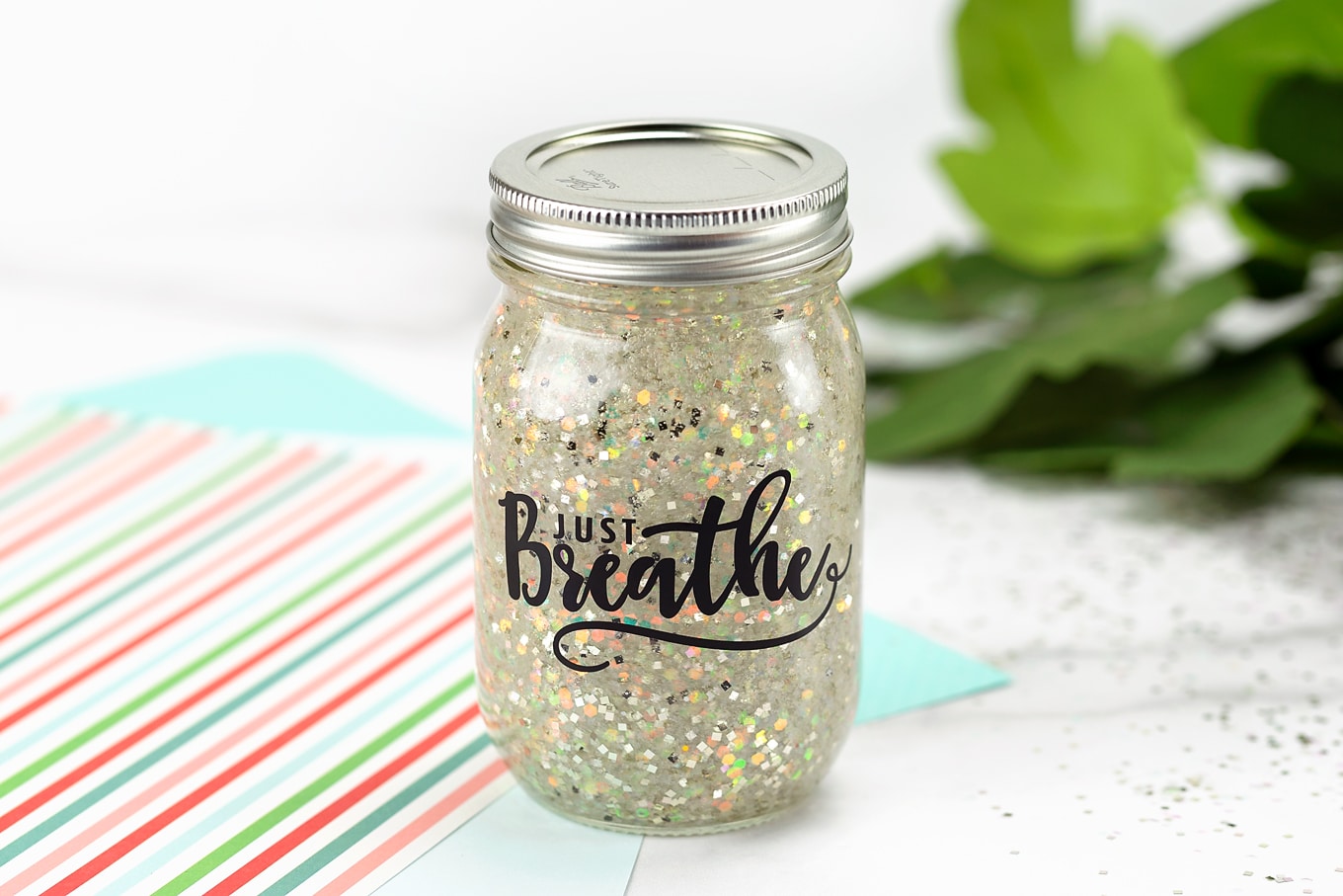 Just Breathe Glitter Jar