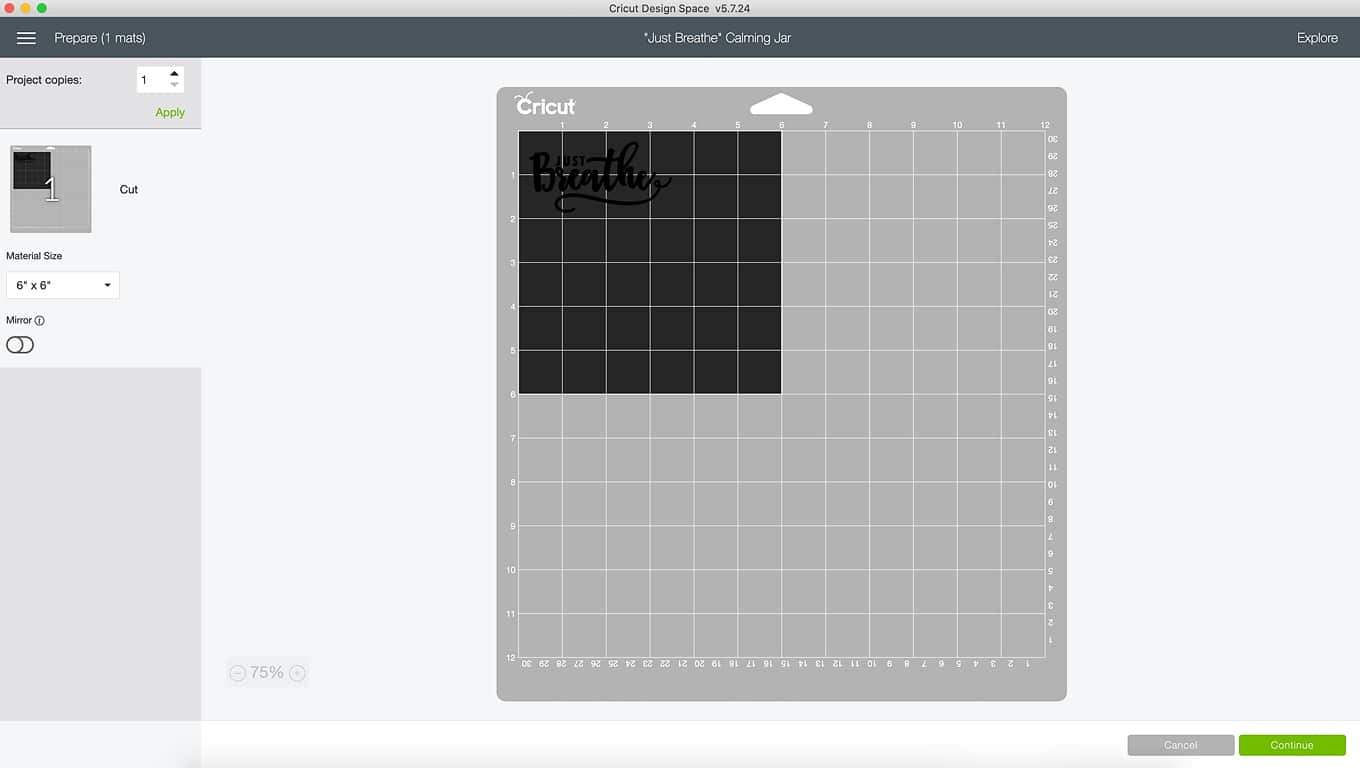Just Breathe Calming Jar on Cricut Design Space