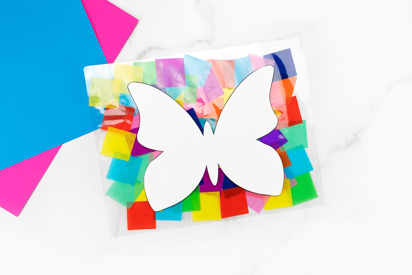 Tissue Paper Suncatcher In-Process Tissue Paper Suncatcher In-Process