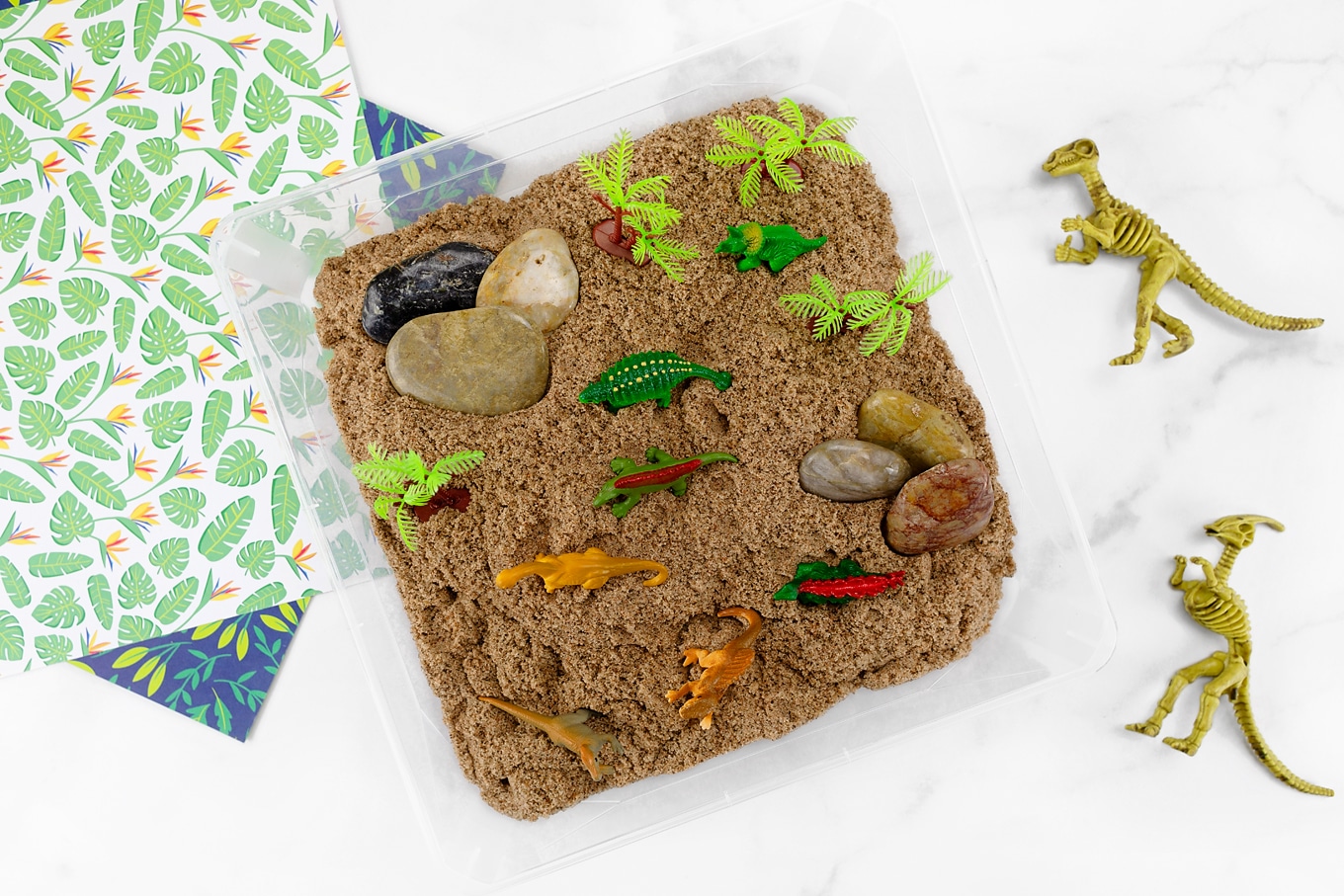 dinosaur sensory tray