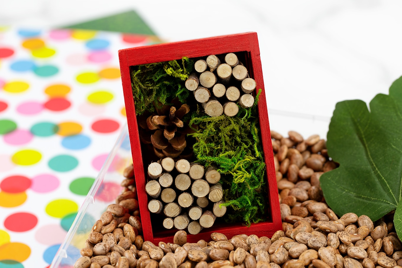 Mini Bug Hotel in Bug Sensory Bin Mini Bug Hotel in Bug Sensory Bin
