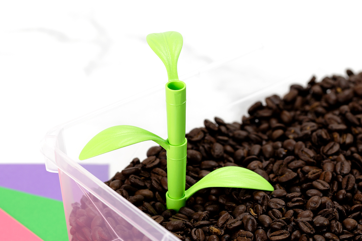 Planting Sensory Bin for Kids Build stems in a garden sensory bin.