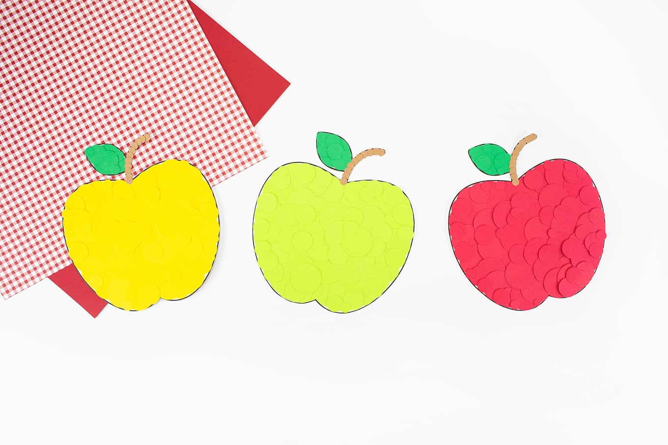 Yellow, Green, and Red Paper Apples Yellow, Green, and Red Paper Apples
