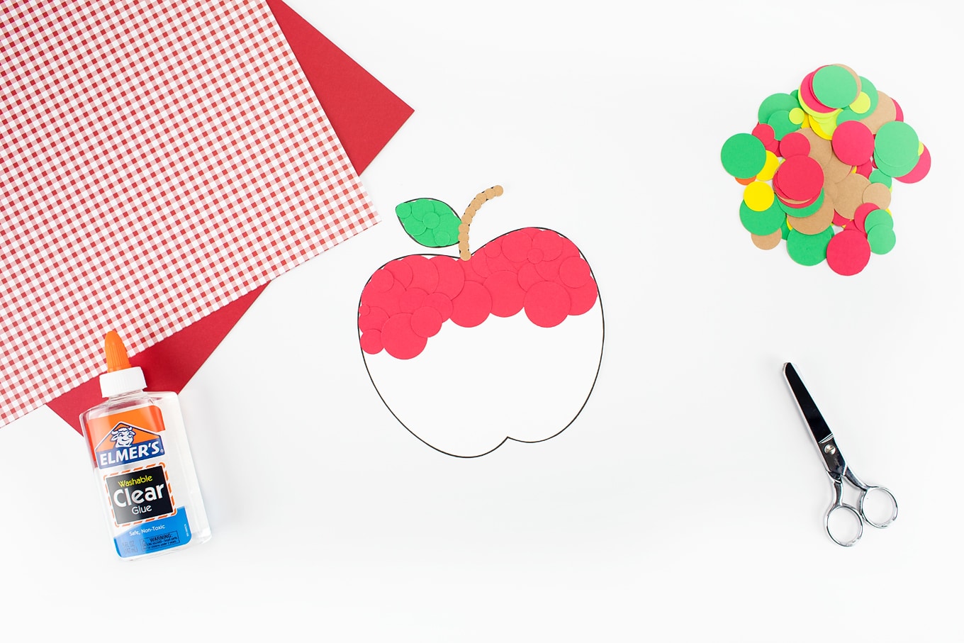 Red Paper Apple Craft In-Process Red Paper Apple Craft In-Process