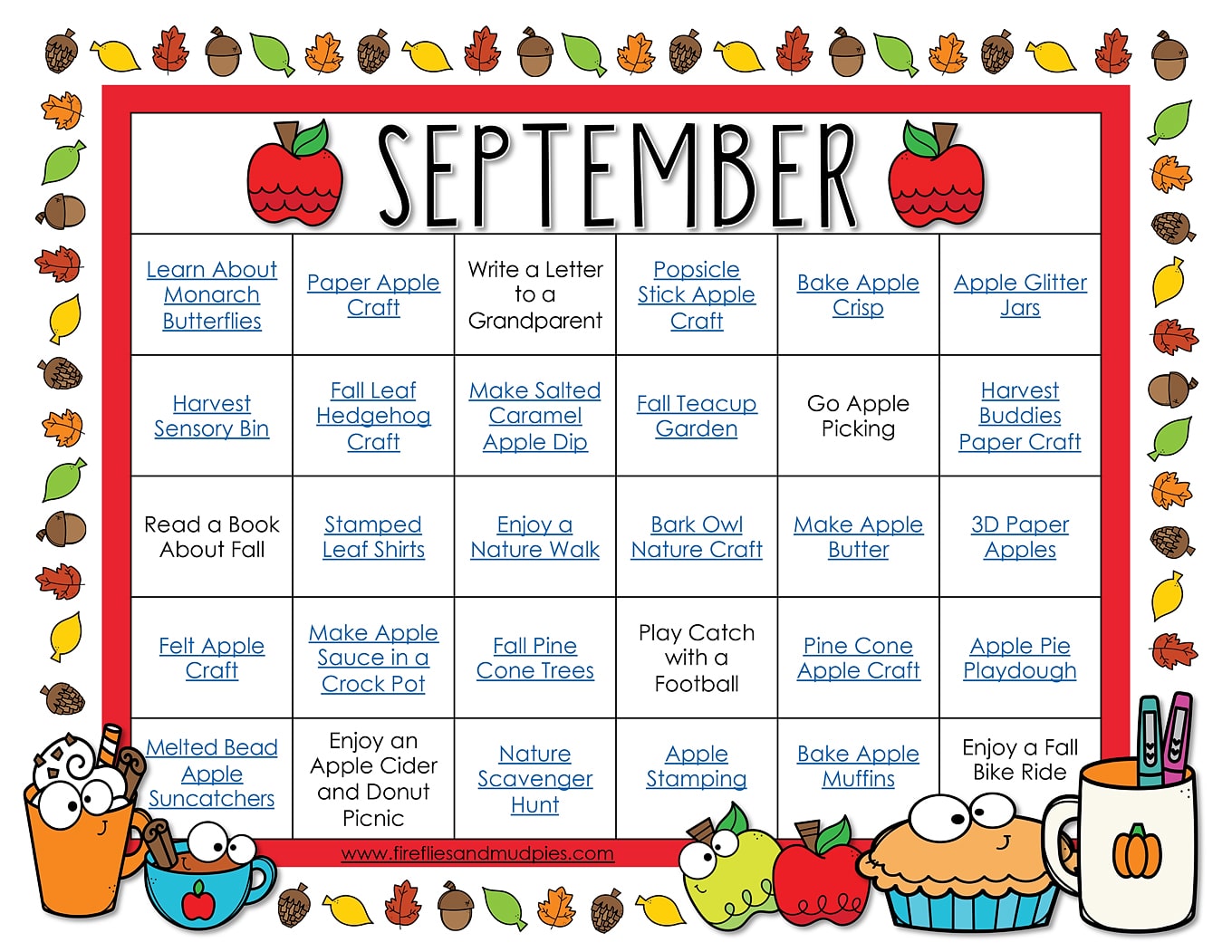 September Activities Fireflies And Mud Pies