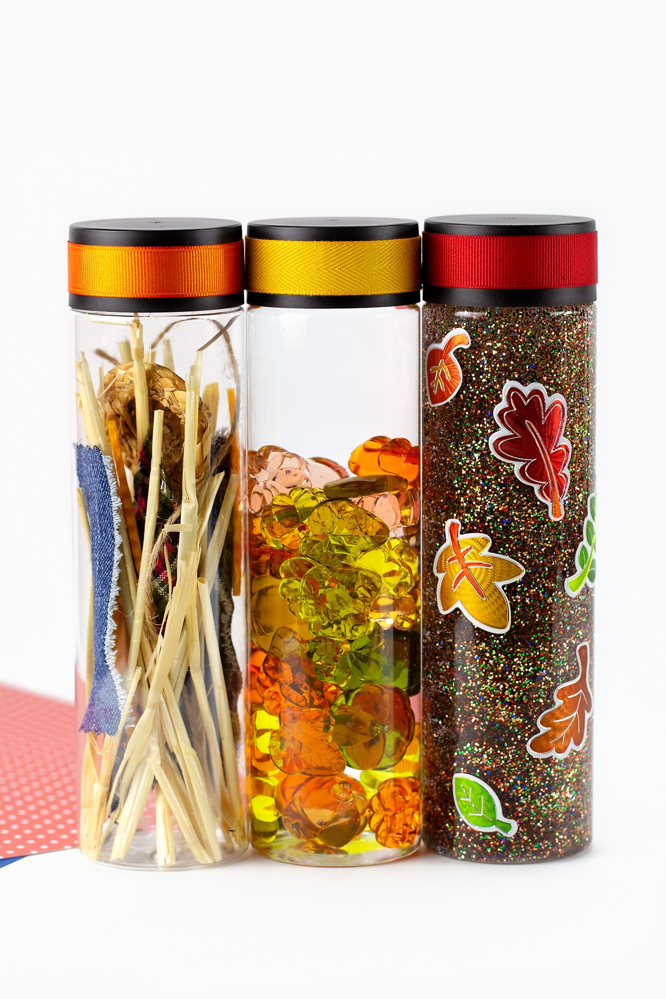 Fall Sensory Bottles (Scarecrow, Pumpkin, and Leaf)