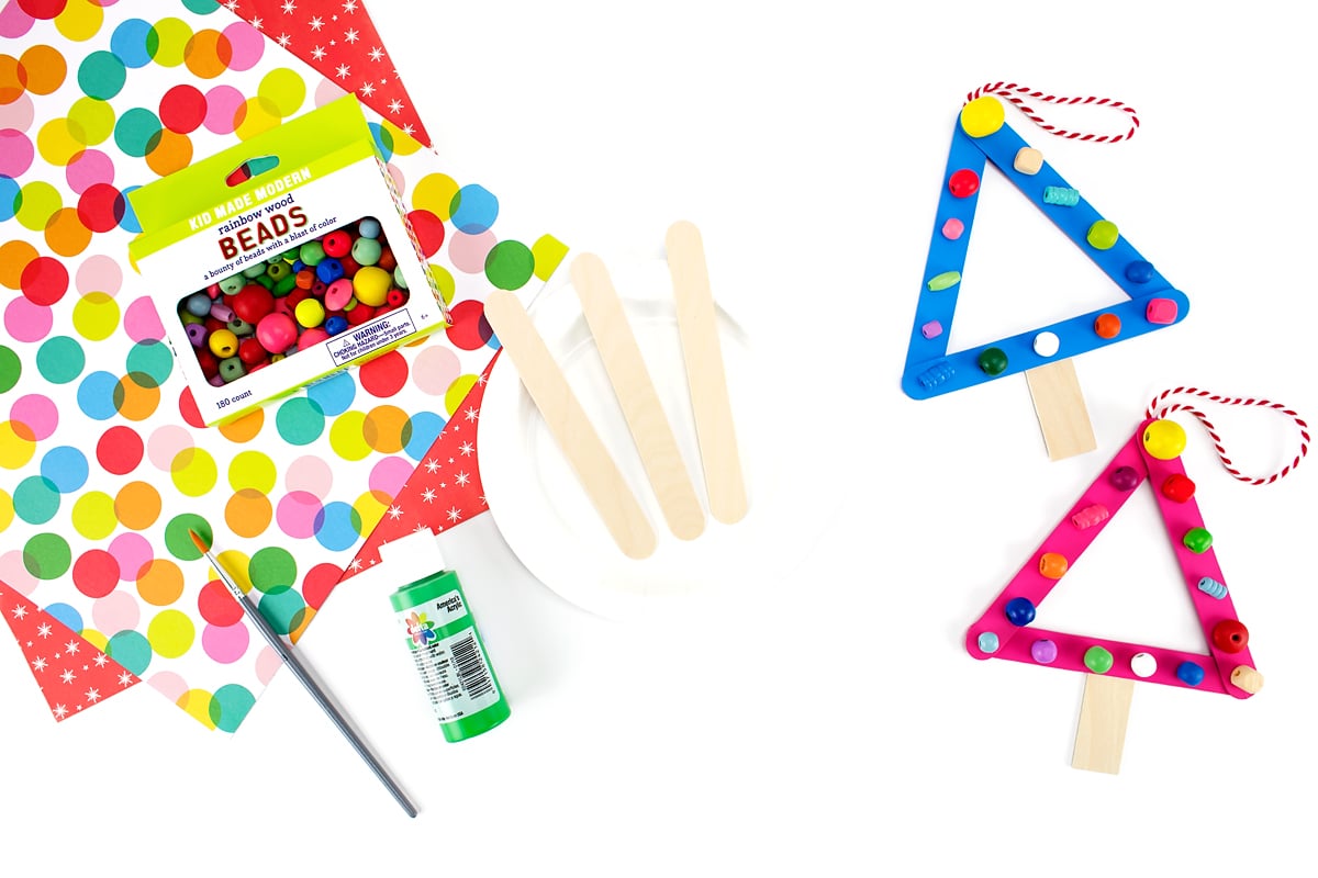 Craft Supplies Needed for Popsicle Stick Christmas Ornament Supplies needed for popsicle stick Christmas tree craft.