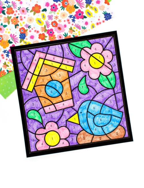 Spring coloring by number for kids.