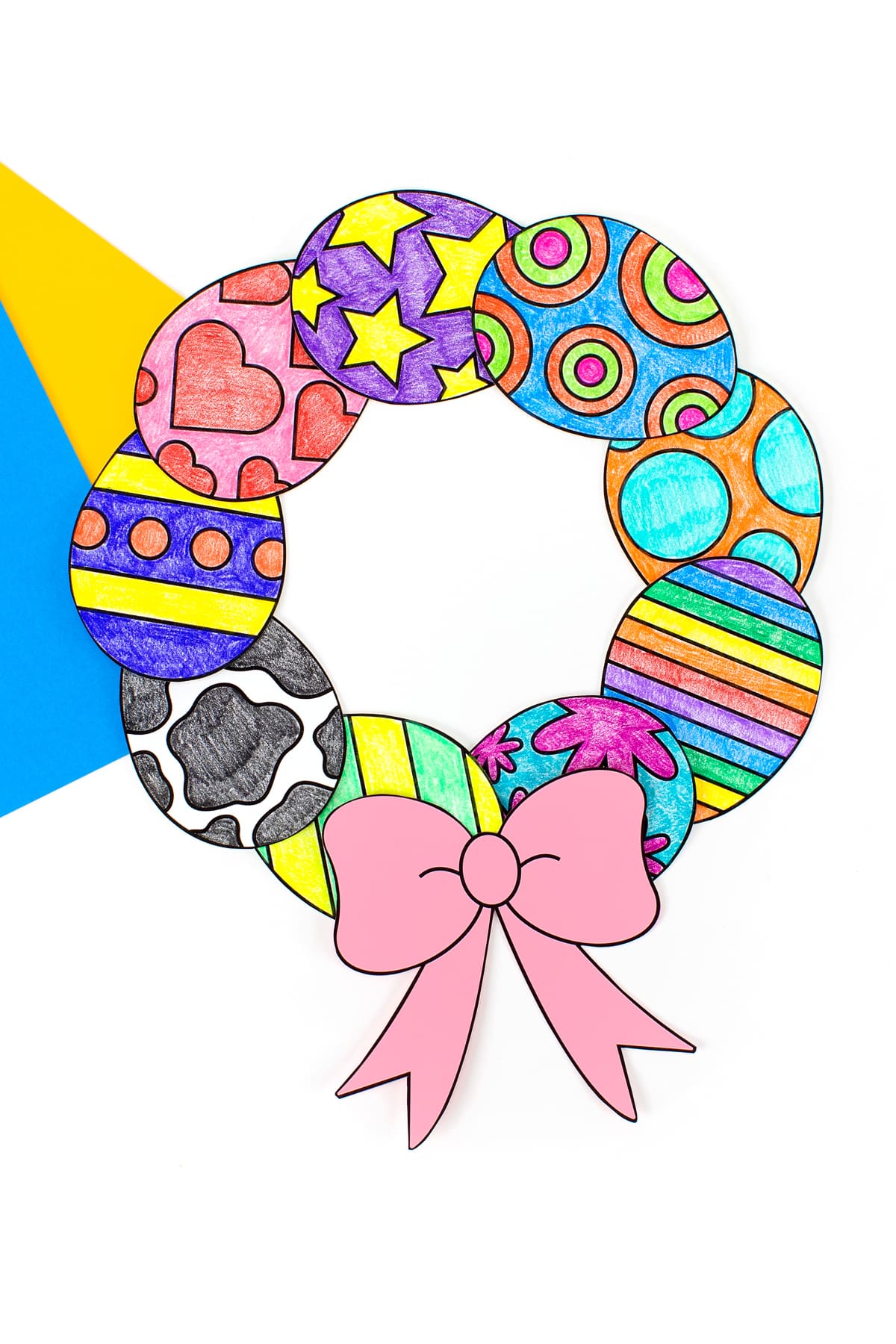 Finished Paper Easter Egg Wreath for kids!