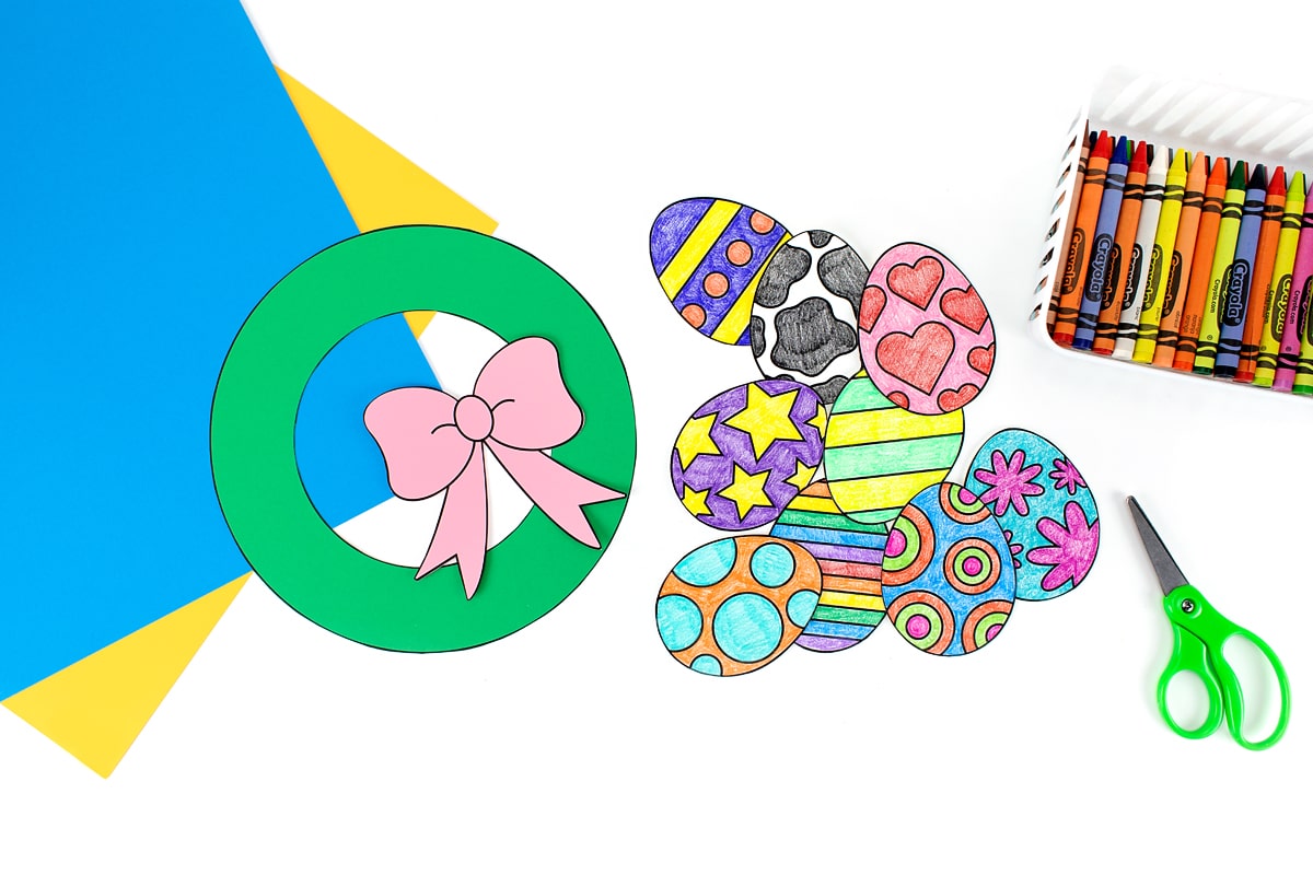 Easter Egg Wreath pieces cut out.