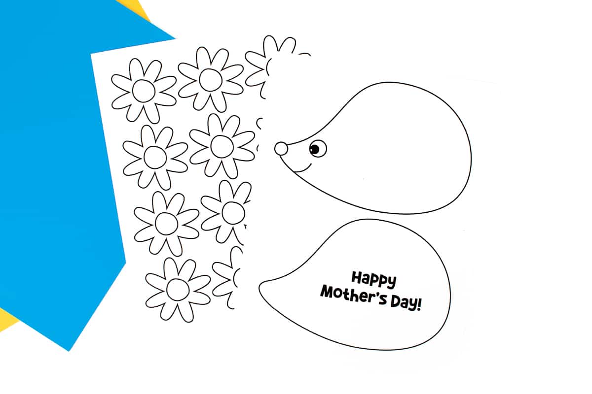 Printable Spring Hedgehog Card Template for Mother's Day!