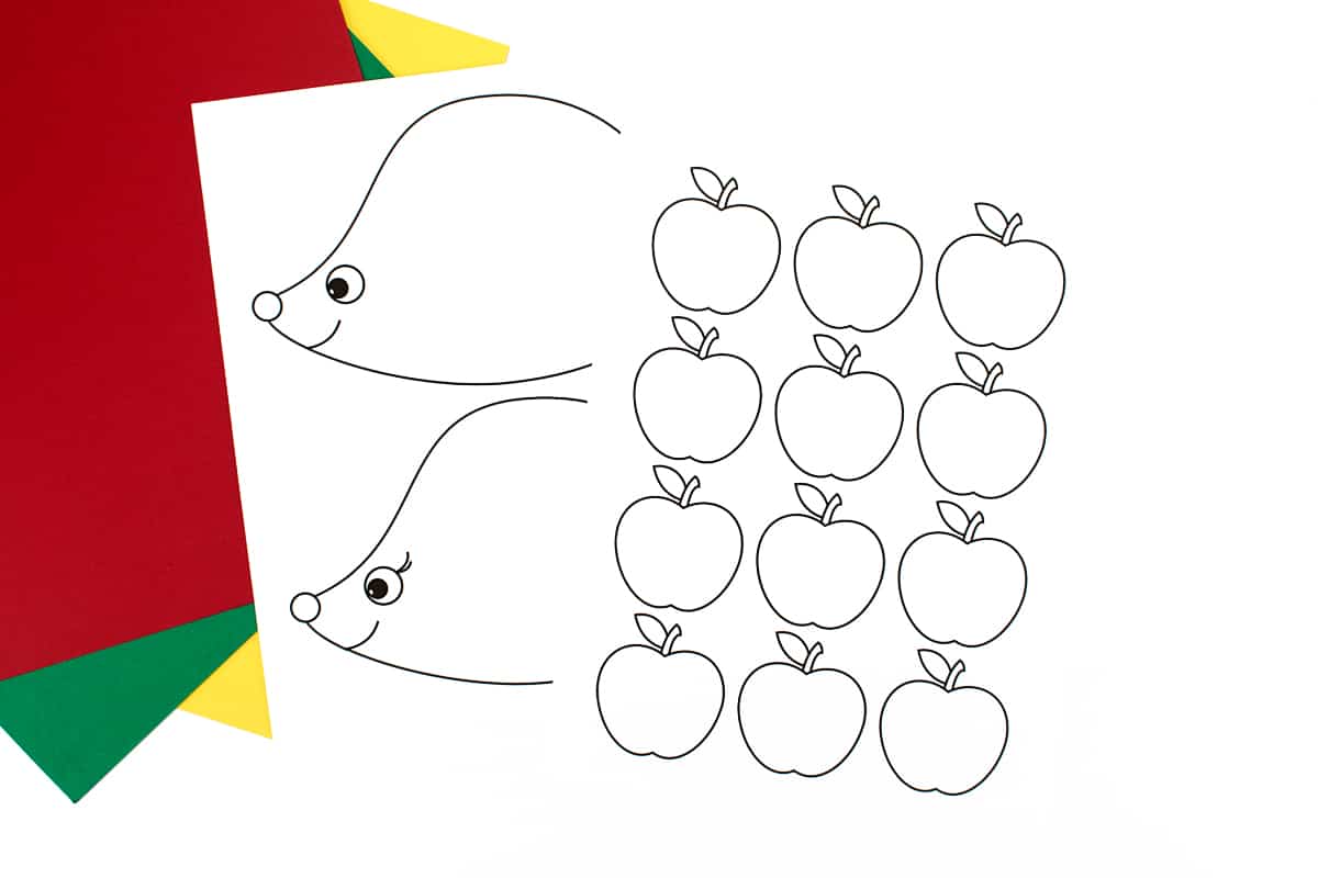 Apple Hedgehog Craft Template