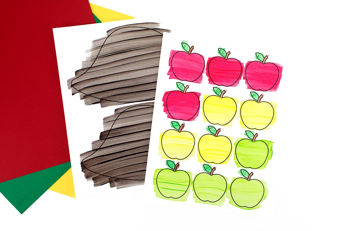 Apple Hedgehog Craft Template In-Process