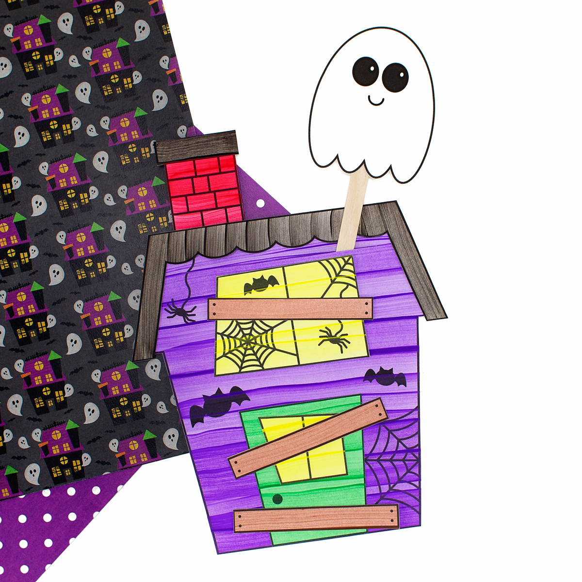 Haunted house craft with ghost.