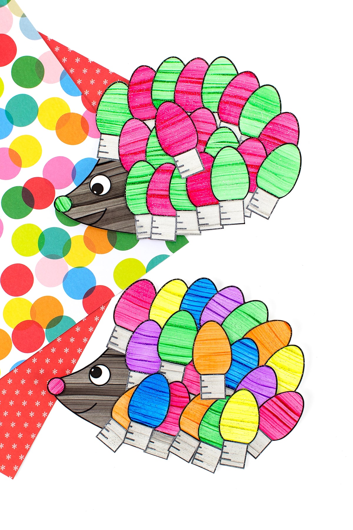 Two adorable Christmas hedgehog crafts for kids.
