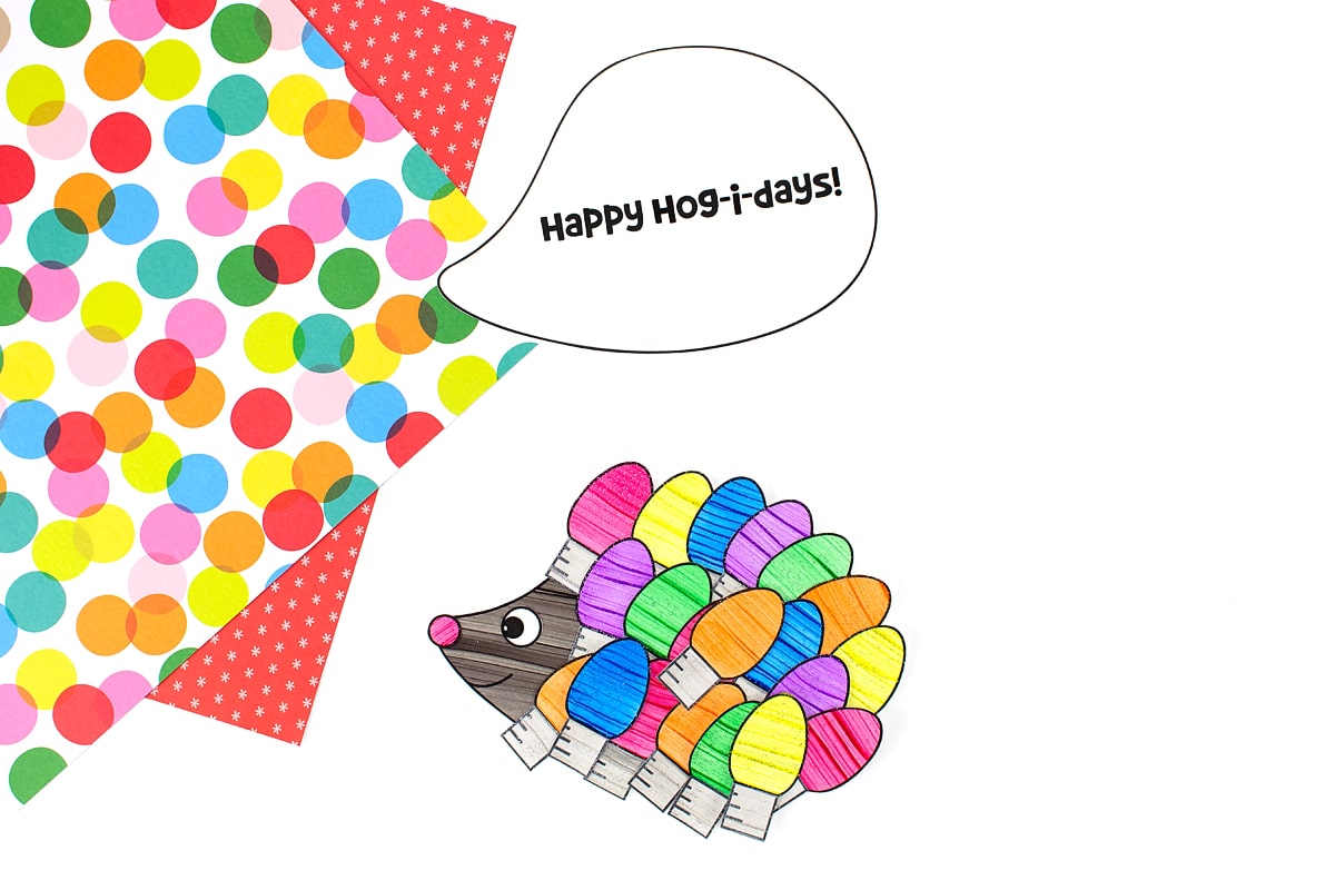Glue the lights on the hedgehog.