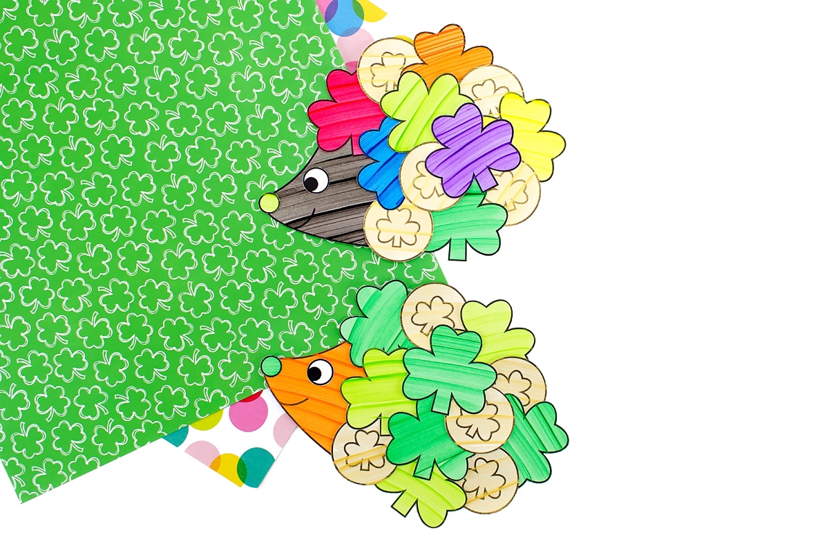 Rainbow Shamrock Hedgehog and Orange Hedgehog Craft for Kids