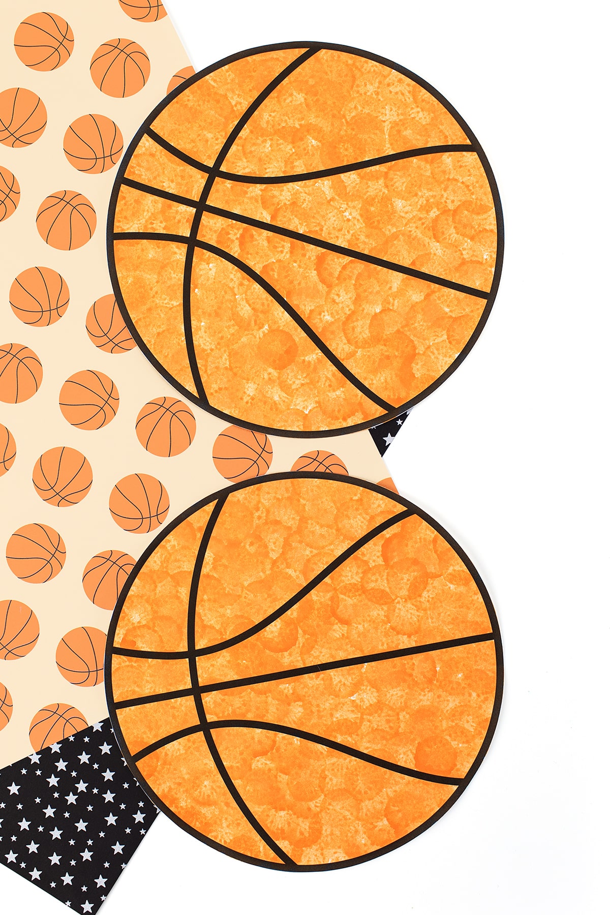 Orange paper basketballs.