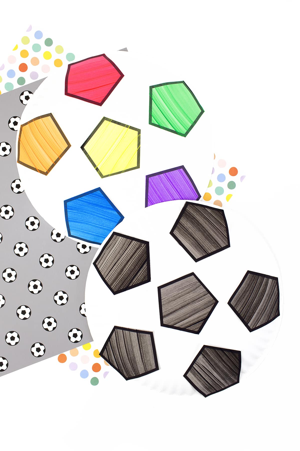 Two paper plate soccer ball crafts.