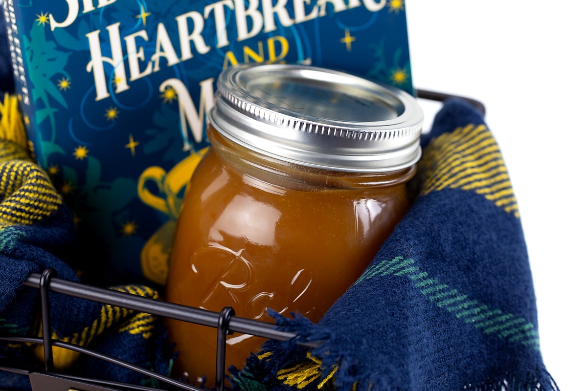 Salted caramel apple dip inside a Boo Basket.