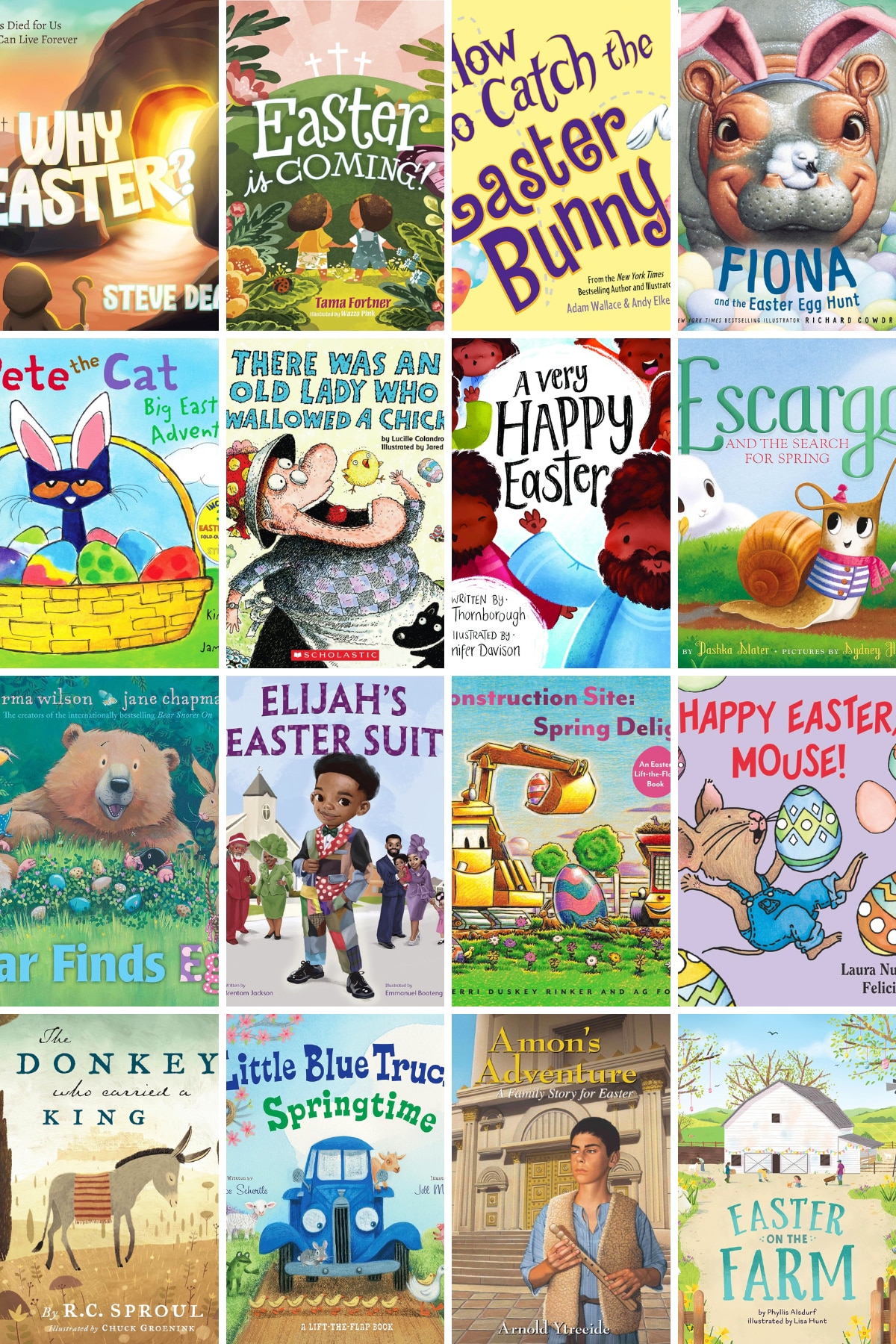 A collage of Easter books for kids.