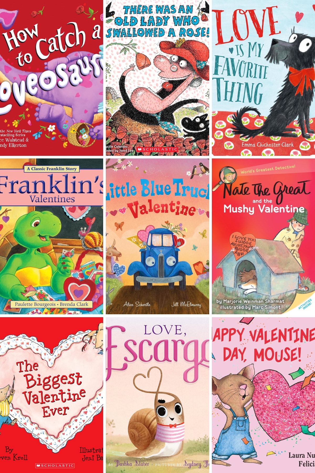 A collage of Valentine's Day books for kids.
