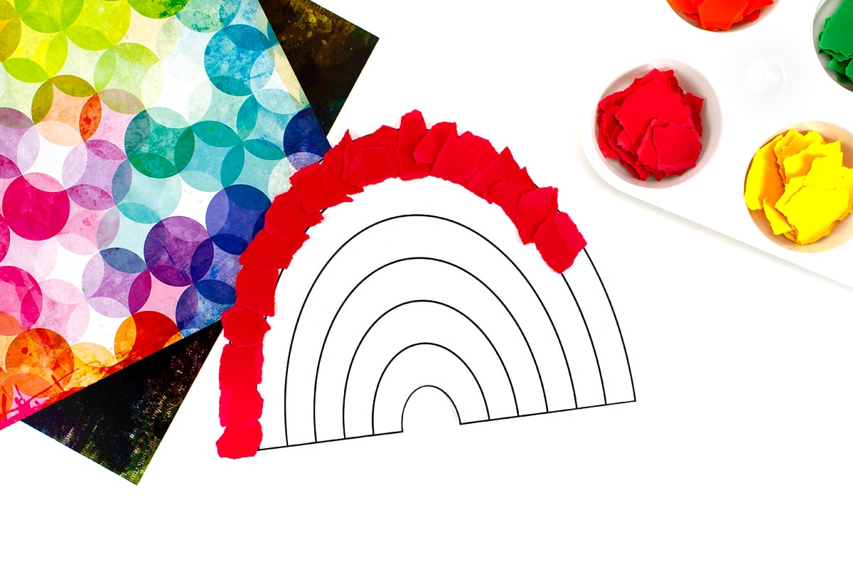 Rainbow craft in-process.