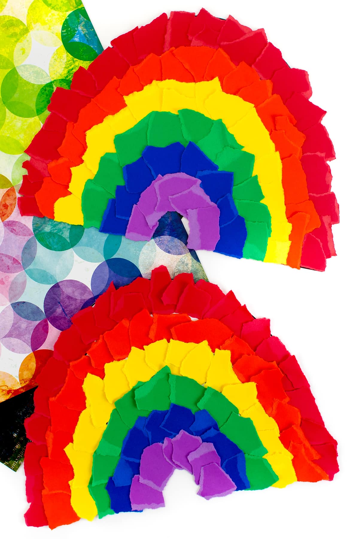 Two colorful torn paper rainbow crafts for kids!