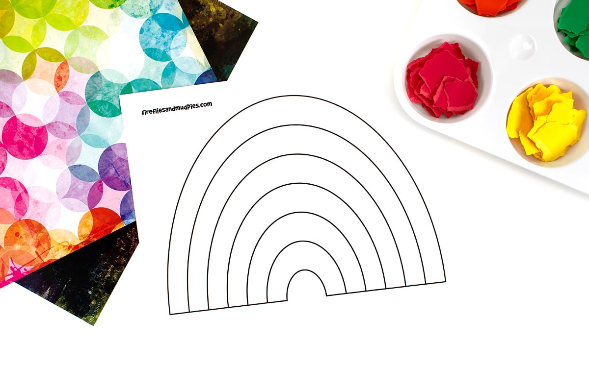 Free printable rainbow template for crafts.