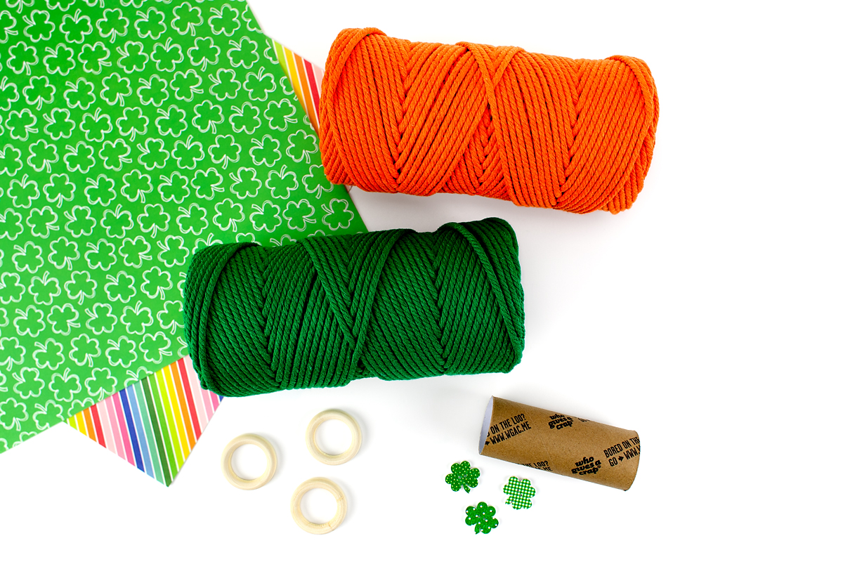 Craft supplies needed to make Macrame Gnomes.