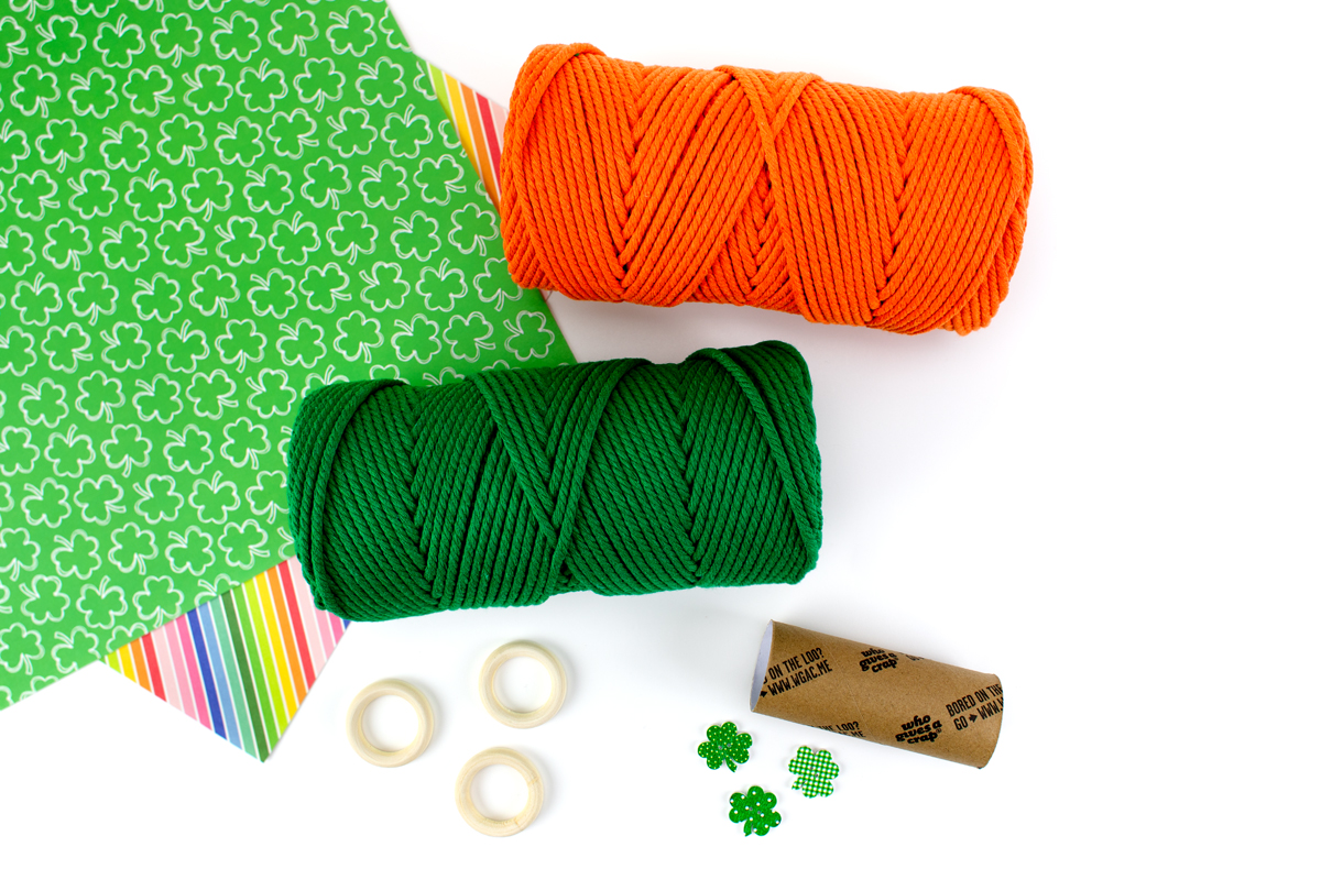 Supplies needed for macrame gnomes.