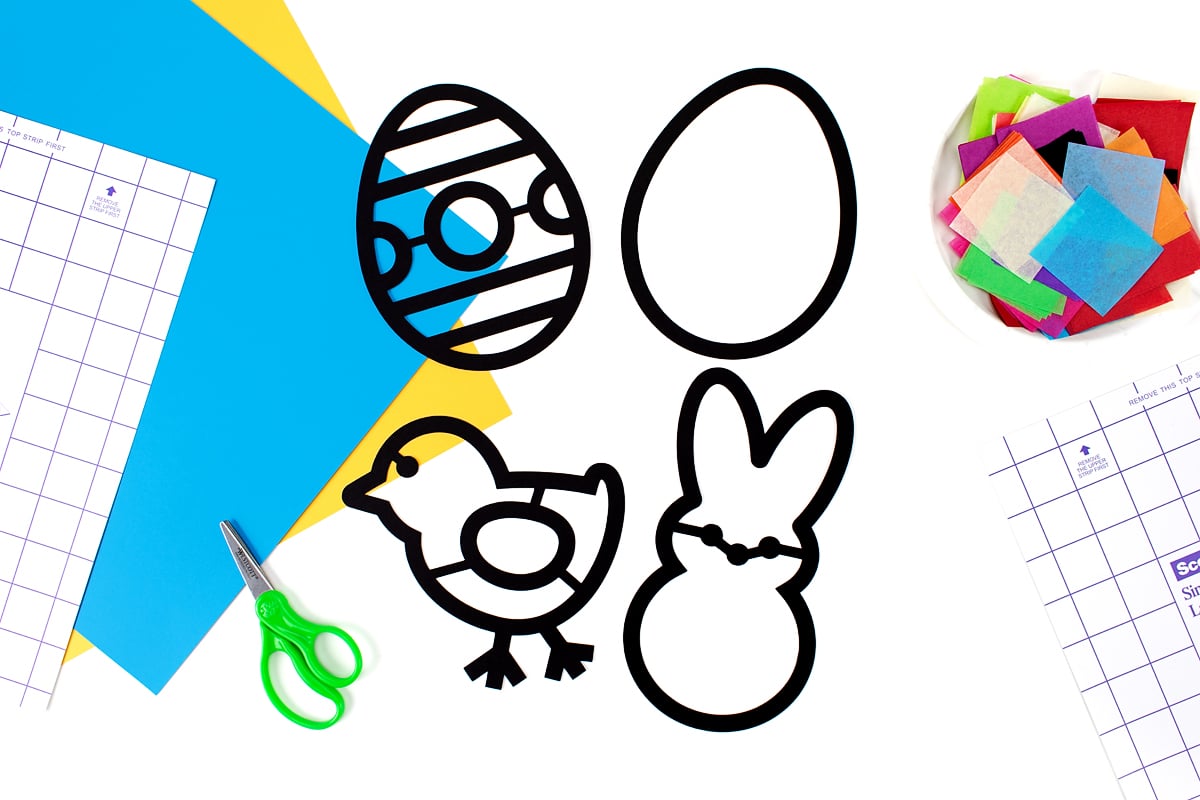Easter suncatchers cut out and ready to use.