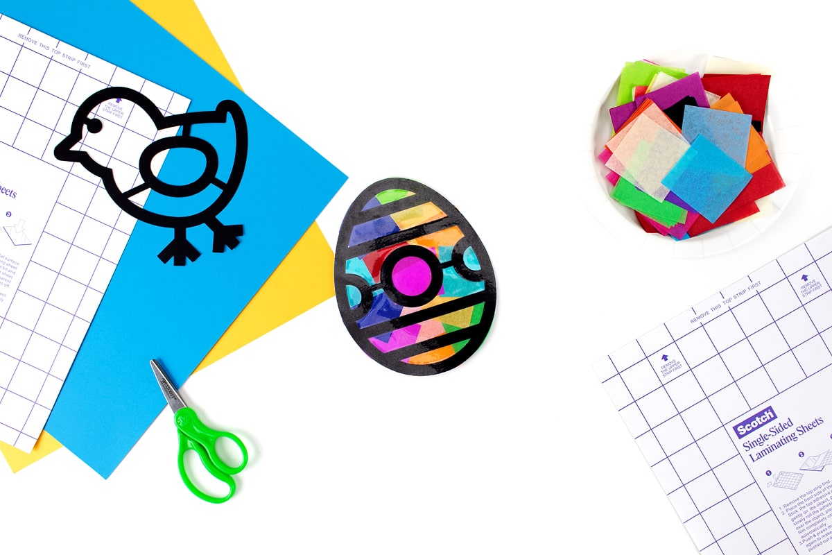 Finished tissue paper egg suncatcher.