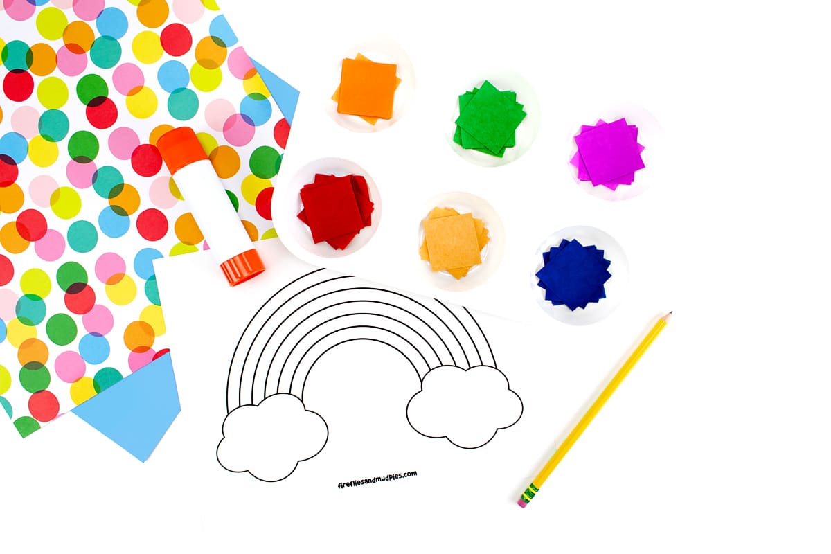 Free rainbow template for coloring or crafting.