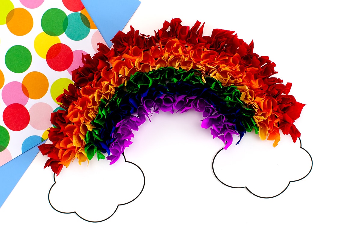 Finished Tissue Paper Rainbow Craft.