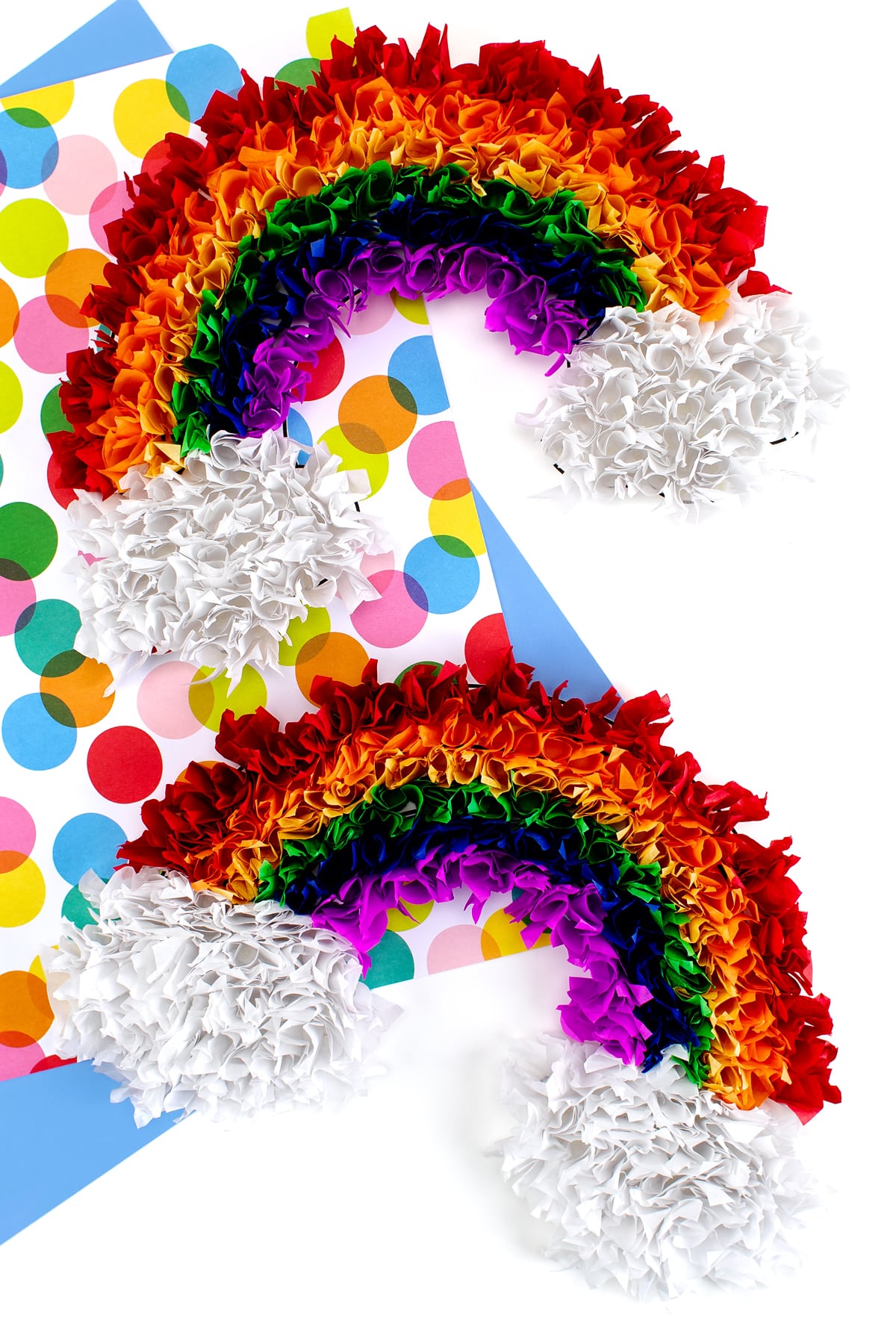 Two finished rainbow crafts for kids!