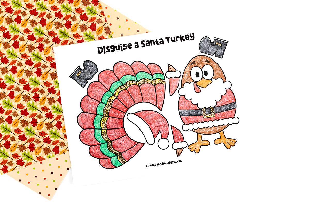 Disguise a Santa Turkey activity in progress.